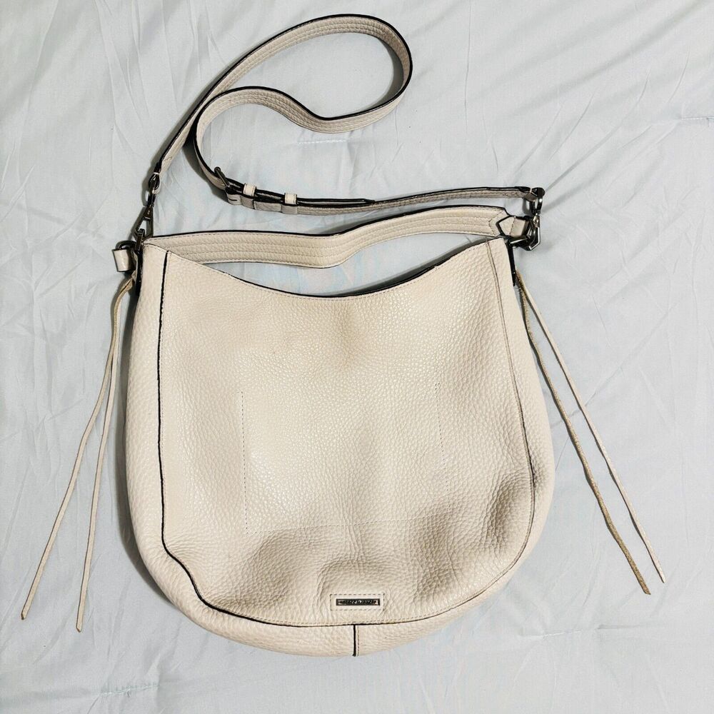 Rebecca Minkoff Unlined Leather Hobo Bag Putty Gray Lrg Pebble Leather Crescent